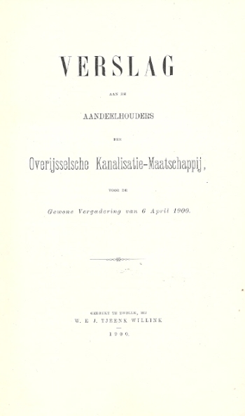 Verslag aan de Aandeelhouders der Overijsselsche Kanalisatie-Maatschappij