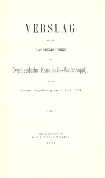 Verslag aan de Aandeelhouders der Overijsselsche Kanalisatie-Maatschappij