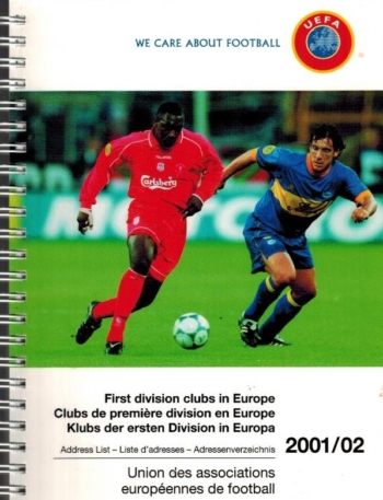 First division clubs in Europe 2001-2002