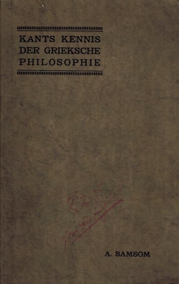 Kants kennis der Grieksche philosophie