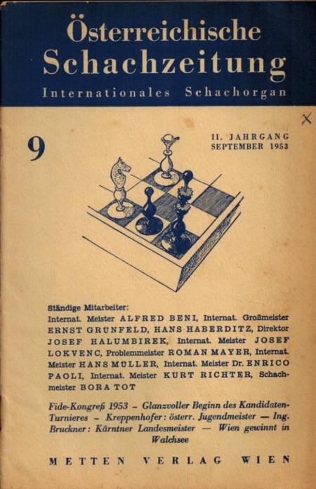 Osterreichische Schachzeitung 1952 Heft 9